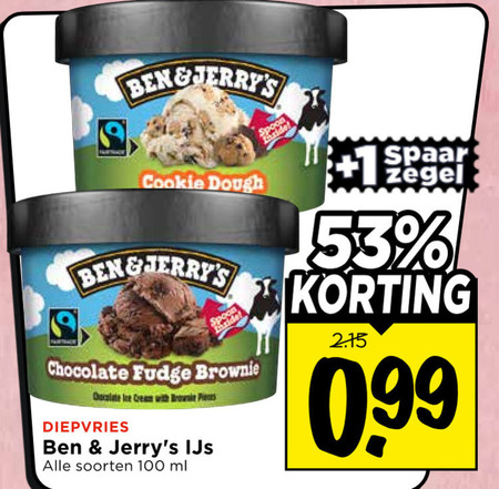 Ben and Jerrys   ijsbekers folder aanbieding bij  Vomar - details