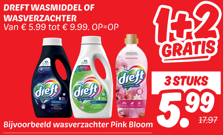 Dreft   wasverzachter, wasmiddel folder aanbieding bij  Dekamarkt - details