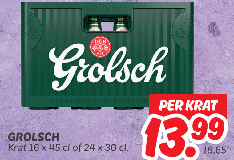 Grolsch   krat bier folder aanbieding bij  Dekamarkt - details