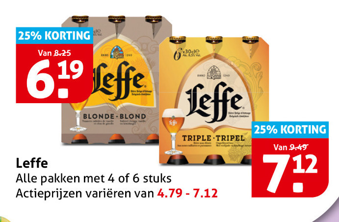 Leffe   blikje bier, speciaalbier folder aanbieding bij  Hoogvliet - details