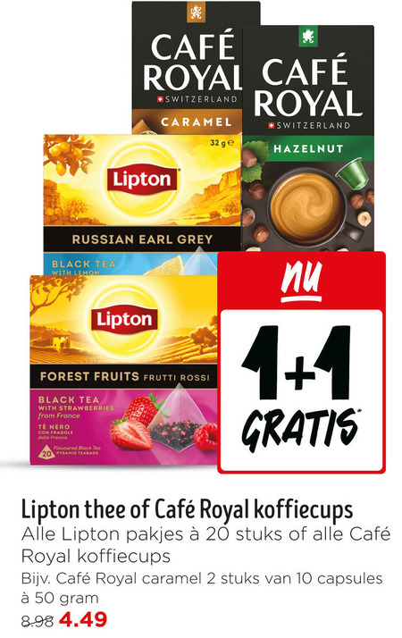 Lipton   koffiecups, thee folder aanbieding bij  Jumbo - details