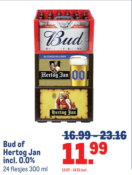 bud hertog jan krat bier 24 100 300 0.0 trade king beers alcoholvrij ml folder aanbieding bij Makro Bud krat bier folder aanbieding bij Makro - details