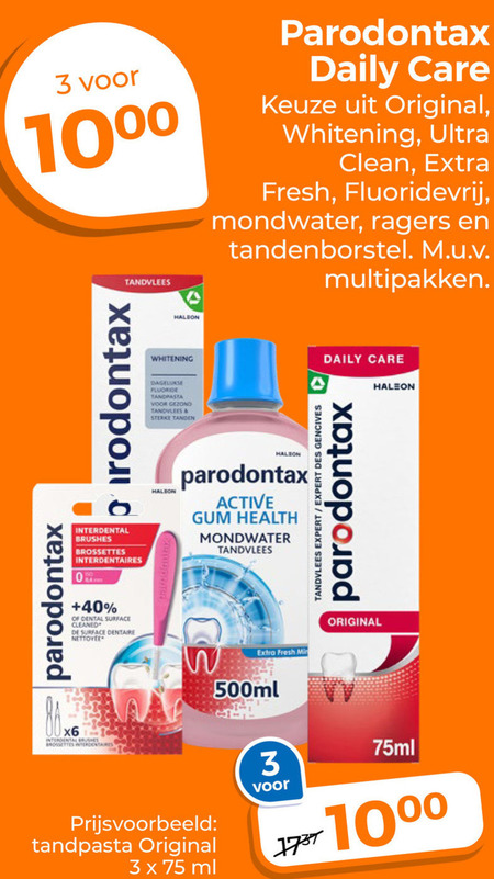 Paradontax   tandpasta folder aanbieding bij  Trekpleister - details