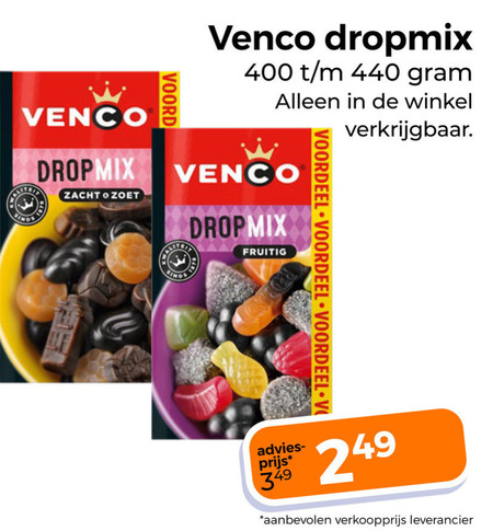 venco drop 400 dropmix zacht zoet fruitig voordeel folder aanbieding bij Trekpleister Venco drop folder aanbieding bij Trekpleister - details
