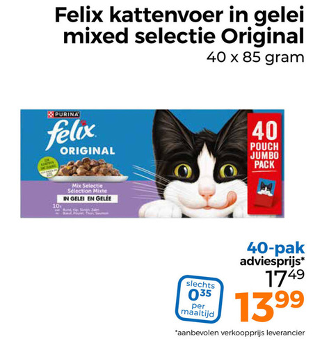 felix kattenvoer 10 40 gelei mixed original purina pouch jumbo pack mix mixte zeem maaltijd pak folder aanbieding bij Trekpleister Felix kattenvoer folder aanbieding bij Trekpleister - details