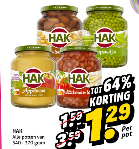 Hak   bonen, appelmoes folder aanbieding bij  Hoogvliet - details