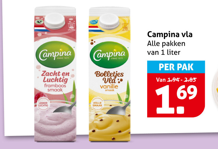 Campina   vla folder aanbieding bij  Hoogvliet - details