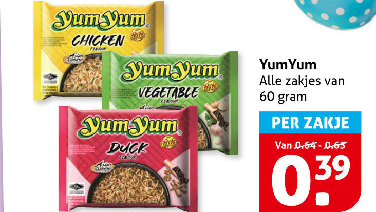 Yum Yum   noodles folder aanbieding bij  Hoogvliet - details
