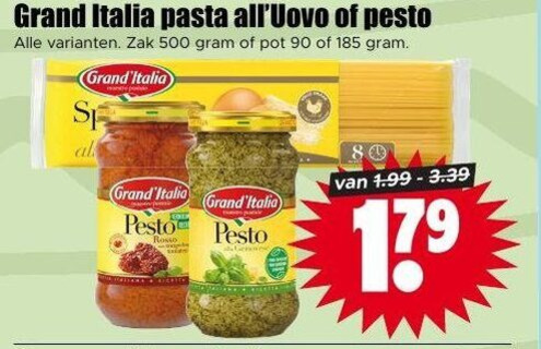 Grand Italia   pesto, pasta folder aanbieding bij  Dirk - details