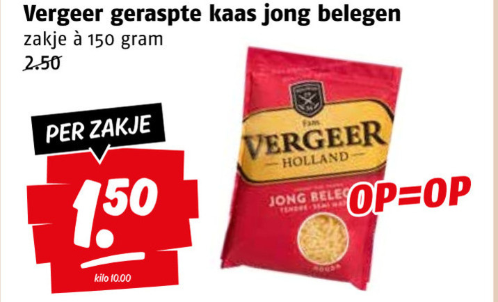 Vergeer   geraspte kaas folder aanbieding bij  Poiesz - details
