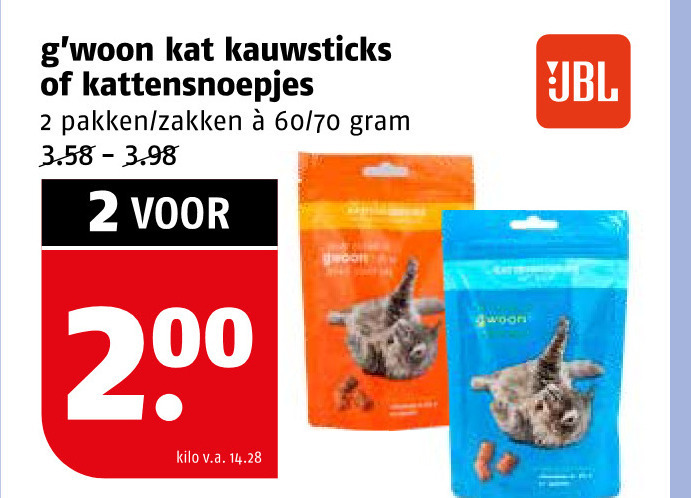 Gwoon   kattensnacks folder aanbieding bij  Poiesz - details