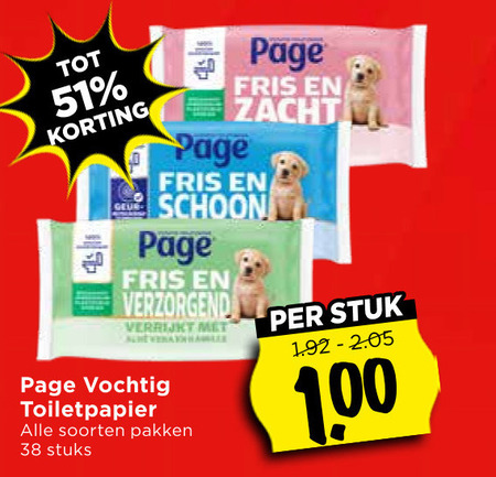 page vochtig toiletpapier 100 fris zacht schoon verzorgend verrijkt soorten pakken stuks stuk folder aanbieding bij Vomar Page vochtig toiletpapier folder aanbieding bij Vomar - details