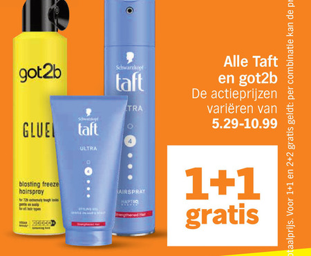 Taft   hairspray, haargel folder aanbieding bij  Albert&nbsp;Heijn - details