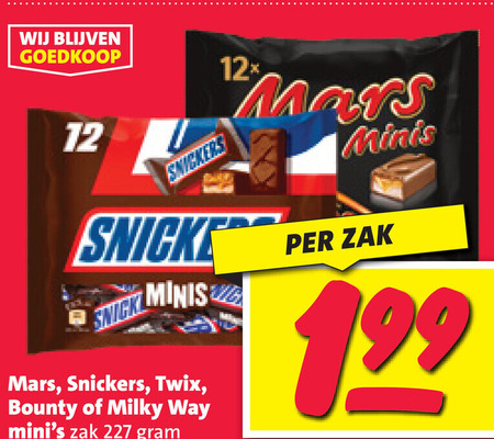 Snickers   mini chocoladerepen folder aanbieding bij  Nettorama - details