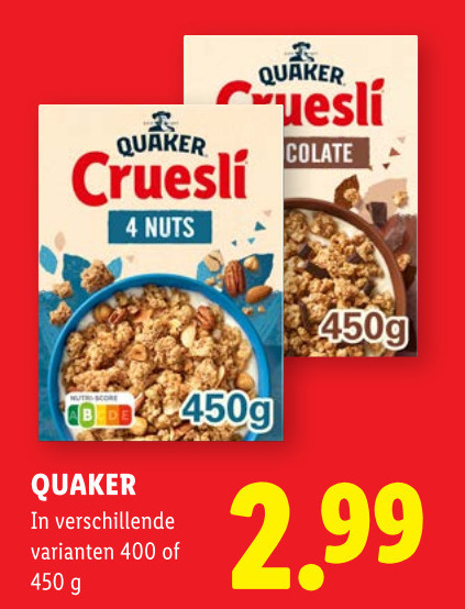 Quaker   cruesli folder aanbieding bij  Lidl - details
