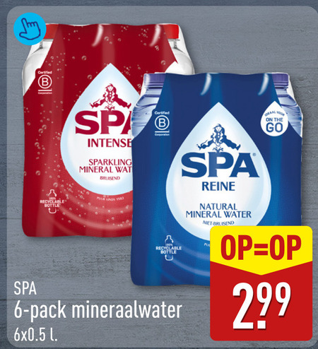 mineraalwater 2 6 certified b intense sparkling mineral bruisend puur recyclable bottle corporation pack l spa reine natural water go folder aanbieding bij Aldi