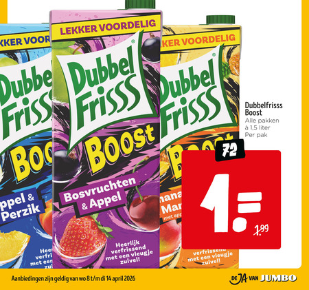 Dubbelfrisss   fruitdrank folder aanbieding bij  Jumbo - details