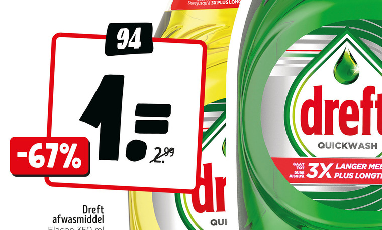 dreft afwasmiddel 1 3x dr qui quickwash langer longtemps folder aanbieding bij Jumbo Dreft afwasmiddel folder aanbieding bij Jumbo - details
