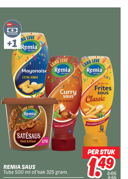 Remia   mayonaise, satesaus folder aanbieding bij  Dekamarkt - details