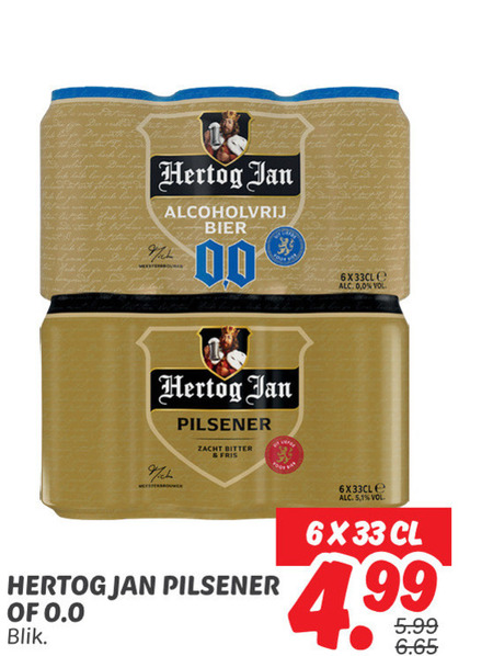 Hertog Jan   alcoholvrij bier, blikje bier folder aanbieding bij  Dekamarkt - details