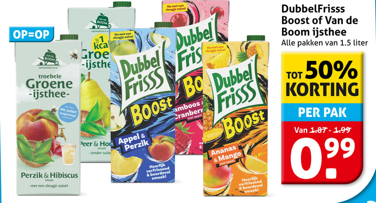 Dubbelfrisss   fruitdrank, ice tea folder aanbieding bij  Hoogvliet - details