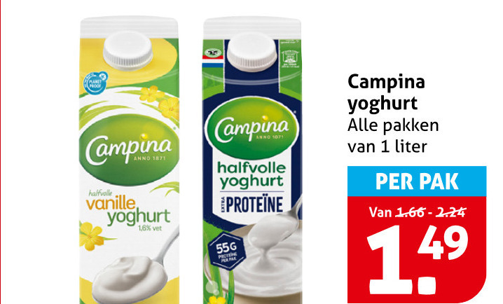 Campina   yoghurt folder aanbieding bij  Hoogvliet - details