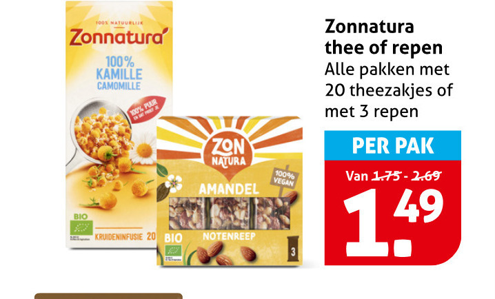 Zonnatura   thee, mueslireep folder aanbieding bij  Hoogvliet - details