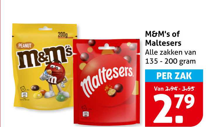 m en ms maltesers chocoladepindas chocolade 200 peanut zakken zak 27 folder aanbieding bij Hoogvliet M en Ms chocolade, chocoladepindas folder aanbieding bij Hoogvliet - details
