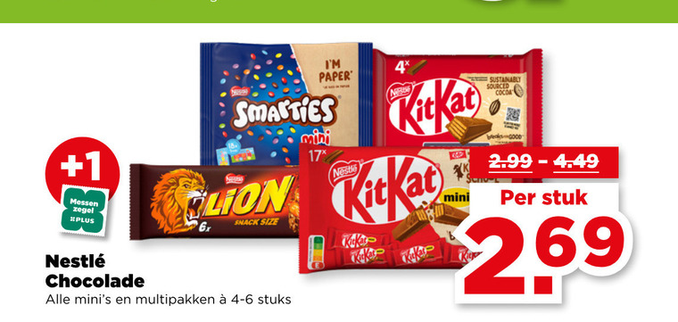 Nestle   chocoladereep folder aanbieding bij  Plus - details