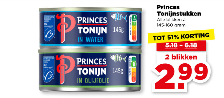 Princes   tonijn in blik folder aanbieding bij  Plus - details