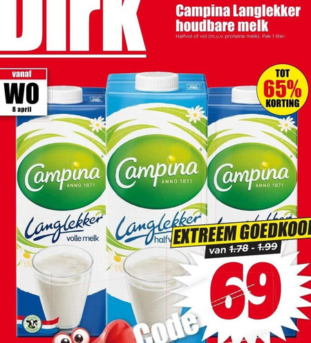 Campina   melk folder aanbieding bij  Dirk - details