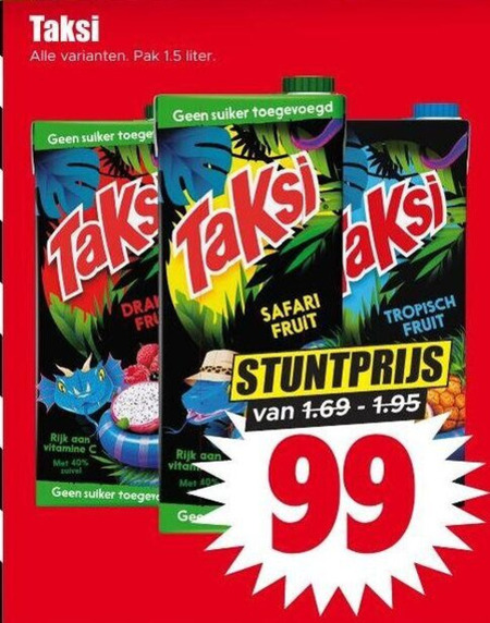 Taksi   fruitdrank folder aanbieding bij  Dirk - details