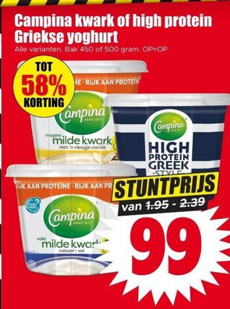 Campina   kwark, yoghurt folder aanbieding bij  Dirk - details