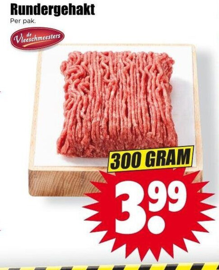 rundergehakt 300 pak vleeschmeesters folder aanbieding bij Dirk