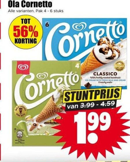 Ola   ijscornets folder aanbieding bij  Dirk - details