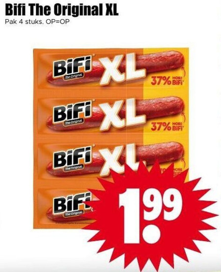 bifi bierworstjes 4 original xl pak stuks folder aanbieding bij Dirk Bifi bierworstjes folder aanbieding bij Dirk - details