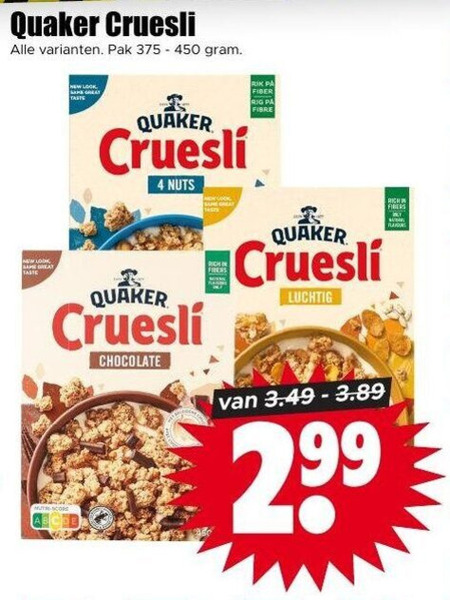 Quaker   cruesli folder aanbieding bij  Dirk - details