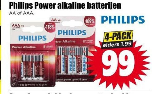 Philips   batterij folder aanbieding bij  Dirk - details