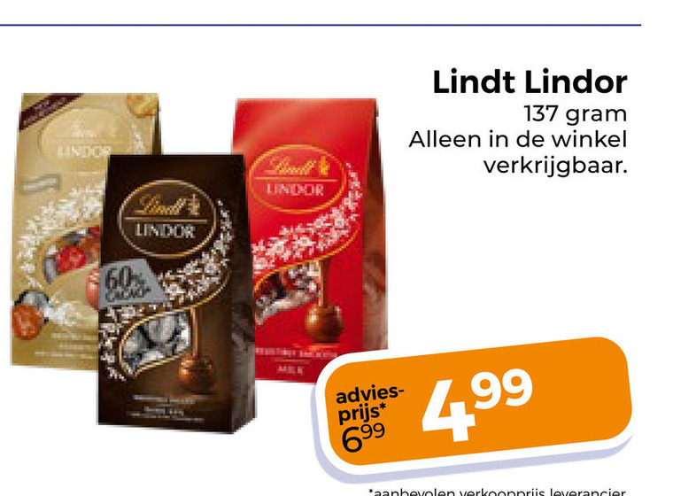 Lindt   chocolade folder aanbieding bij  Trekpleister - details