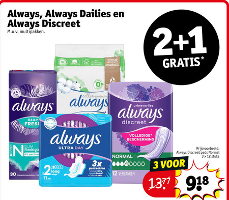 Always   inlegkruisjes, maandverband folder aanbieding bij  Kruidvat - details