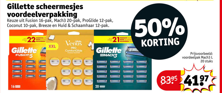 gillette scheermesjes 10 12 16 20 22 50 160 fusion pak mach3 proglide coconut breeze huid schaamhaar up to fusion5 xxl venus pro rasa maanden l stuks folder aanbieding bij Kruidvat Gillette scheermesjes folder aanbieding bij Kruidvat - details