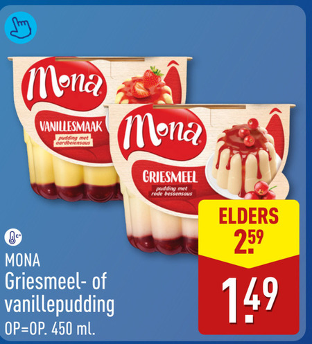 Mona   pudding folder aanbieding bij  Aldi - details