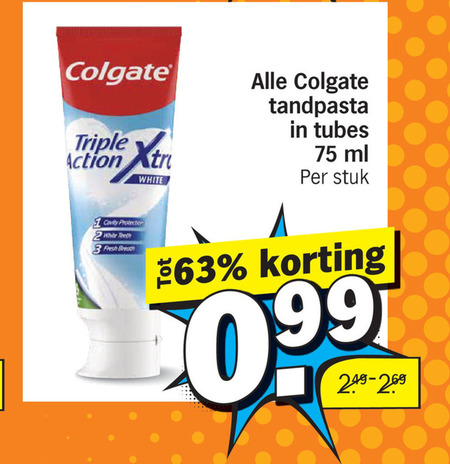 Colgate   tandpasta folder aanbieding bij  Albert&nbsp;Heijn - details