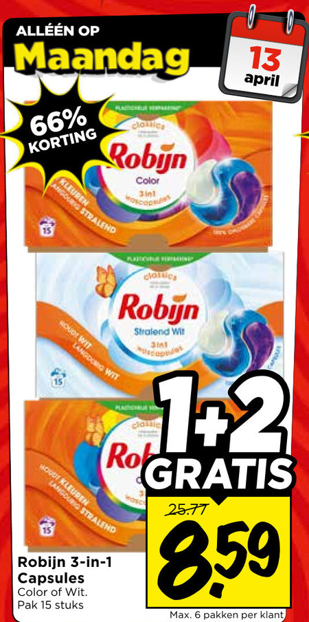 Robijn   wasmiddel folder aanbieding bij  Vomar - details