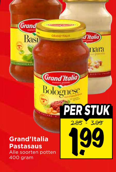 Grand Italia   pastasaus folder aanbieding bij  Vomar - details