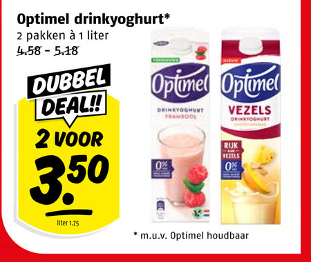 Optimel   drinkyoghurt folder aanbieding bij  Poiesz - details