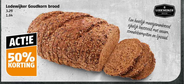 brood 50 lodewijker meergranenbrood rijkelijk bestrooid sesam zonnebloempitten lijnzaad folder aanbieding bij Poiesz