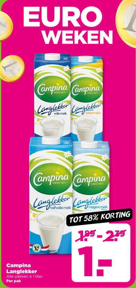 Campina   melk folder aanbieding bij  Plus - details