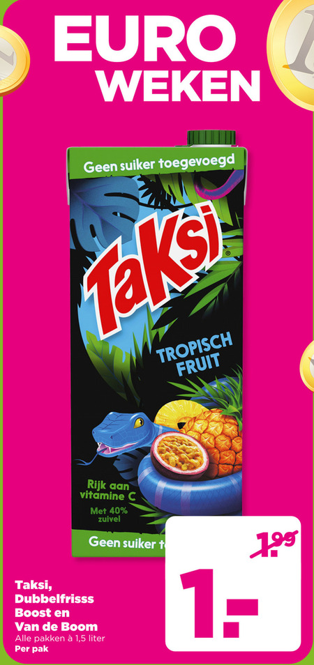 Taksi   fruitdrank folder aanbieding bij  Plus - details