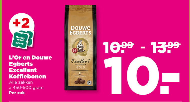 Douwe Egberts   koffiebonen folder aanbieding bij  Plus - details